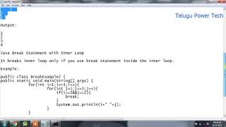 Java Break Statement Telugu
