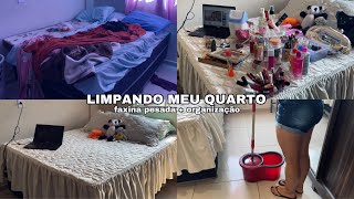 FAXINA PESADA NO MEU QUARTO l organização, maquiagens, roupas… 🤍✨