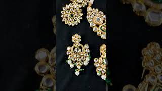 Beautiful High quality kundan jewelry set with 2 pair earrings and nath, mathapatti #kundanjewellery