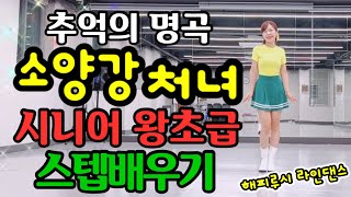 스텝 배우기🍀Step Tutorial 🤗 소양강 처녀 🍀 시니어 왕초급 건강라인댄스