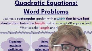 Solving QUADRATIC WORD PROBLEMS (The Rectangle Problem)