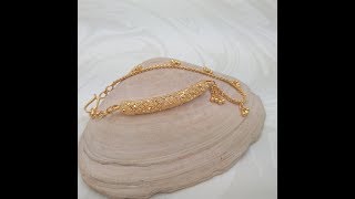 GOLDSHINE 22K Solid Yellow Gold Bangle Bracelet w/ Danglers 6.5\