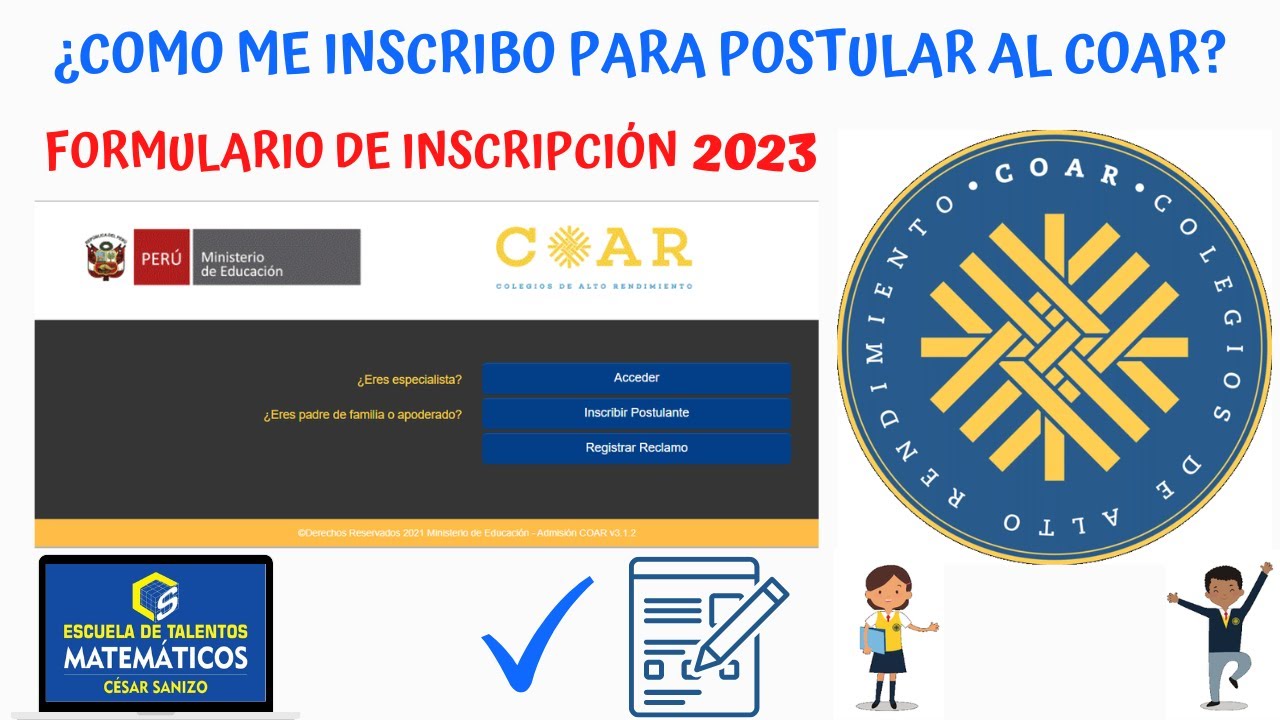 ¿COMO ME INSCRIBO PARA POSTULAR AL COAR 2023? | FORMULARIO DE ...