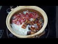 claypot rice with preserved food. autumn breeze eat preserved food