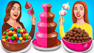 Expensive vs Cheap Chocolate Fountain Fondue Challenge | Rich vs Poor Food Battle by RATATA
