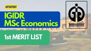 IGIDR First Merit List | IGIDR MSc Economics | MA Economics Entrance Coaching