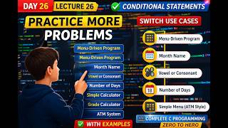 Lecture 26: Switch Case Programs in C | Calculator, ATM & More 🔥