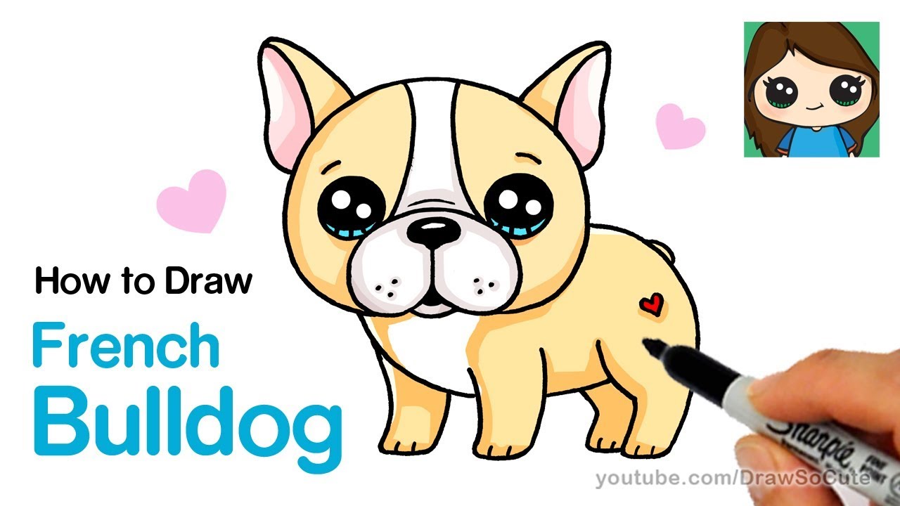 How To Draw A French Bulldog Easy | Cartoon Puppy - YouTube