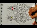 ashadi ekadashi special drawing of lord vithal and goddess rukhmini directly using black gel pen