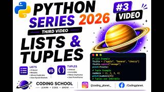 Learn Python Easily 💻 | Day 3 Coding School | Lists & Tuples | Methods