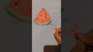 Hyper realistic watermelon 🍉 drawing 🖍️🥰💖 ||10 Rs Doms Crayons ||....🌿 #shorts #art #painting #viral