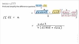 Difference Quotient: Radical Function | Sophia Learning Tutorials