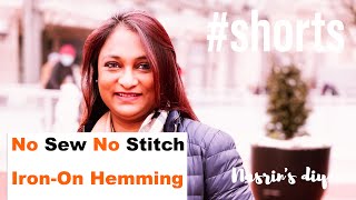 #Shorts No Sew No Stitch Hem / #DIY #Tips / #Adjust #Length with No #Sew No #Stitch Iron-on Hemming
