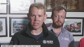 New Zealand Prime Minister Chris Hipkins speaks on catastrophic floods in Auckland