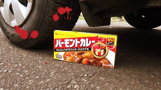 【車VSバーモントカレー】車のタイヤでいろいろな物を粉砕してみた。soft Things by Car！車実験