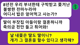 [모음집] 8년전 남편과 딸한테 버림받은 나,8년후 딸 결혼에 천만 축의금을 보내라던 남편이 결혼식날 와인을 내 몸에 쏟아붓는 짓을 하는데…