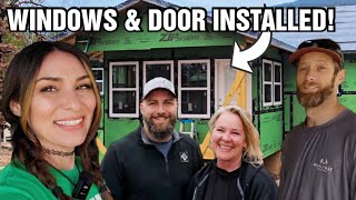 Another HUGE MILESTONE! DRIED IN! Windows \u0026 Door Installed To Our Cabin Homestead Mudroom Build!