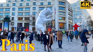 Paris , France 🇫🇷 - Paris New Year  2022  - Avenue Des Champs Elysées | Paris 4K | A Walk In Paris
