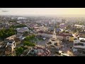 ivano frankivsk city aerial drone view of historic center in ukraine