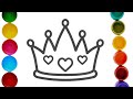 How to draw a Wonderful Queen Crown   tutorial for kids ,Crown drawing ,step by step  for beginners