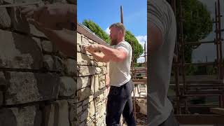 Building up a old cottage front again with brick #stonemasonry #stonemason #diy #selfbuild