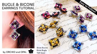 Easy Bugle & Bicone Double Diamond Beaded Earrings Tutorial