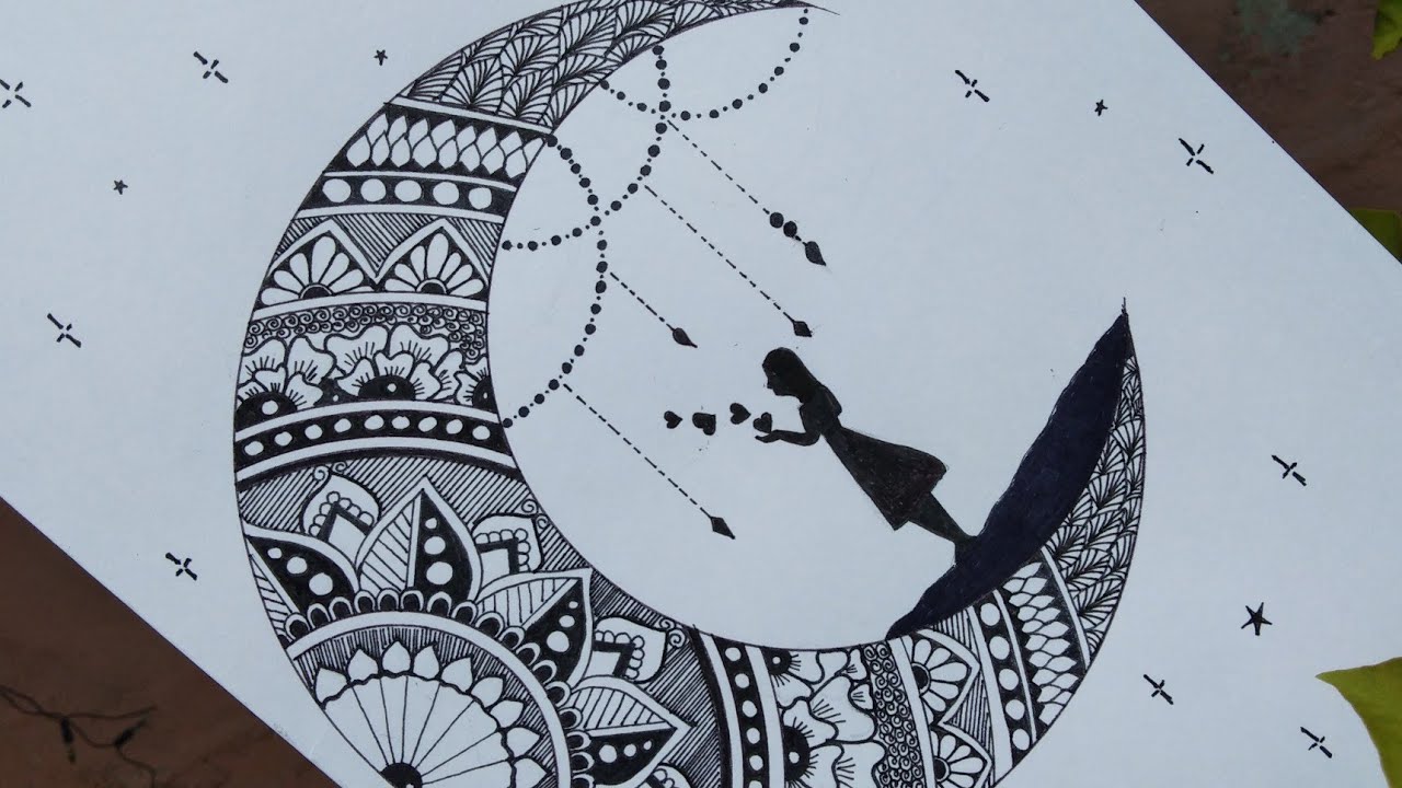 Moon Mandala Drawing Easy Doodle Mandala Art