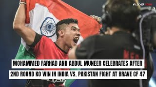 Mohammed Farhad celebrates after a 2nd round KO win in the India vs. Pakistan fight at BRAVE CF 47