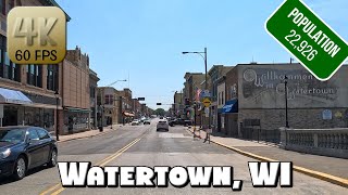 Driving Around Downtown Watertown, Wisconsin in 4k Video