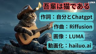 【Compose with Riffusion.ai】♪吾輩は猫である　作詞：自分とAI,作曲：Riffusion.ai,画像：LUMA(ドリームマシーン),動画化：Hailuo.ai