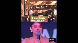 Indian Actress Jhanvi kapoor met Pakistani actress Sajal Aly in Filmfare | Showbiz world |