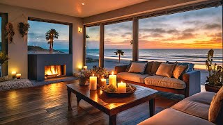 California Sunset & Ocean Waves from a Cozy Beach House | Tinnitus Relief & Relaxation for 8 Hours