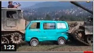 KOLIZJA SUZUKI z CZOŁGIEM       CAR CRASH    Tank T 55 AM \u0026 ATS crushes car