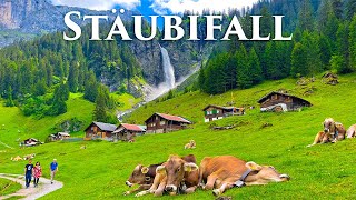 Stäubifall, Switzerland 4K - The Most Amazing Waterfall on The Earth - Relaxing Nature Sounds