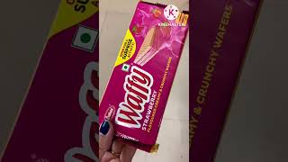 Waffy strawberry flavoured crunchy wafers #waffy #strawberry #wafer #yammy #shorts #kides