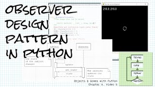 Observer design pattern in Python; Objects & Games w/ Python Ch 6 Video 5