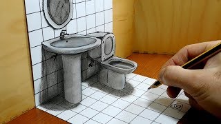 How to Draw a 3D WC  Trick Art   Optical Illusion