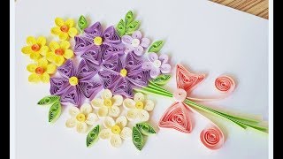 DIY Paper Quilling Flower For beginner Learning video 34 // Paper Quilling Flower Card