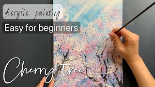 櫻花樹 | 初學者壓克力畫技法 | Cherry tree | Acrylic painting for Beginners