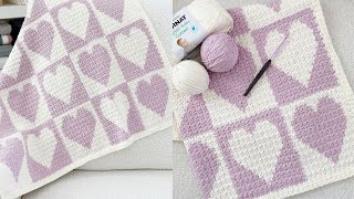 Crochet Inverse Hearts Baby Blanket