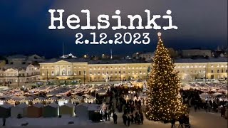 Helsinki Finland 2023 Winter walk. Christmas lights Christmas market. Jouluvalot Tuomaan Markkinat