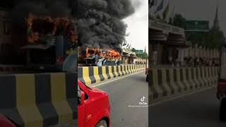 Bilal Travel Bus ko aag lag gai at sargodha Road Faisalabad