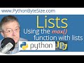 Using the max function with Python lists