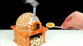 How to make a Miniature PIZZA OVEN from Mini Bricks - BRICKLAYING - mini pizza in the oven!