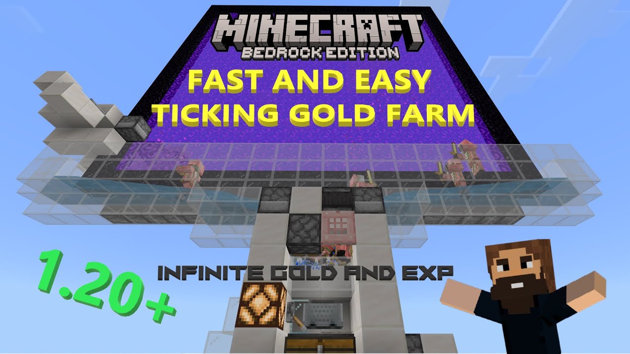 BEST PORTABLE GOLD AND XP FARM TUTORIAL Minecraft Bedrock 1.20 (MCPE ...