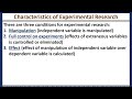 what is experimental research characteristics or features of experimental research