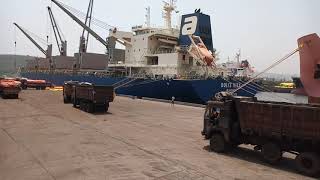 ships and trucks in vizag port