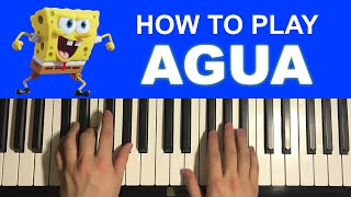 Spongebob Movie - Agua (Piano Tutorial Lesson) - Tainy, J. Balvin