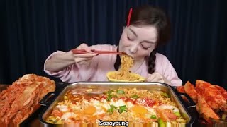 ASMR Eating KOREAN SPICIEST NOODLES FRIED CHICKEN BURGER SUSHI NUGGETS FAST FOOD ASMR KOREAN FOODIES