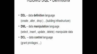 RDBMS SQL Definitions - Prerequisites for SQL